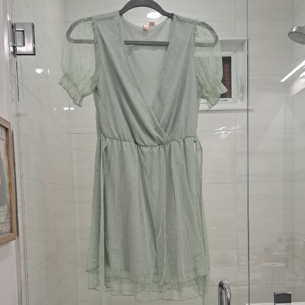 Nordstrom Mint Green Mini Dress with Tie